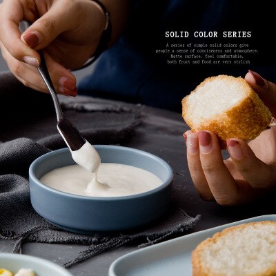 Styl skandynawski matowy zastawa stołowa jednokolorowy maselniczka talerz na owoce przyprawa danie talerz ceramiczny danie mały talerz