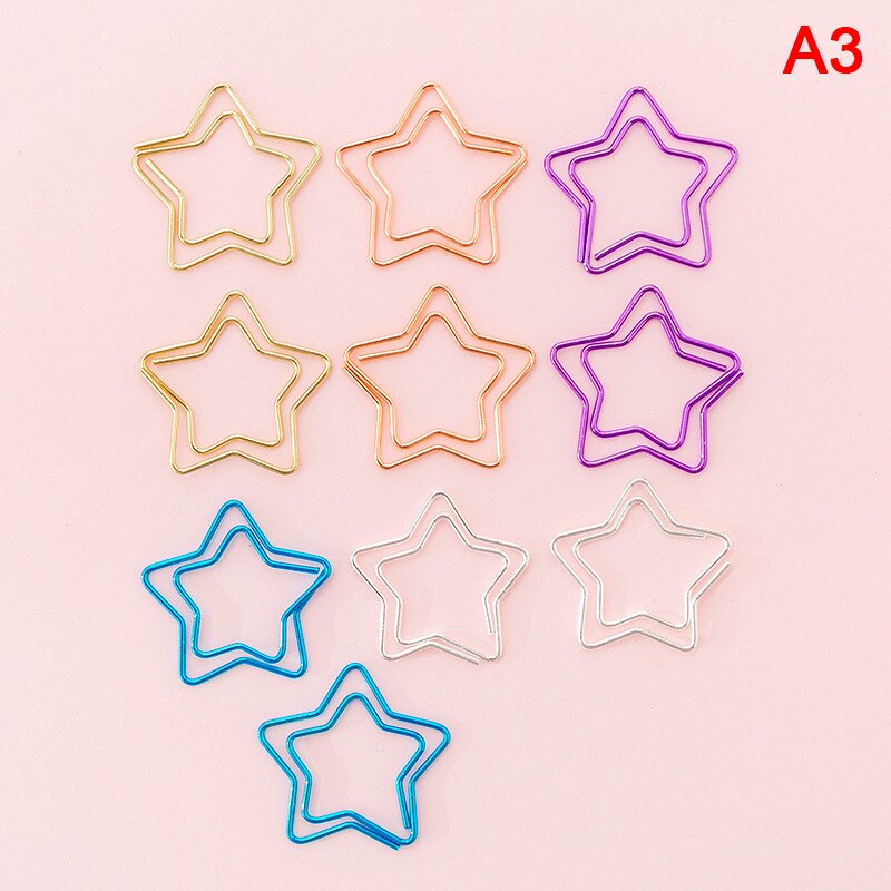 10pcs cute Cactus star Ice Cream Mini Paper Clips Kawaii Stationery Metal Clear Binder Clips Photos Tickets Notes Letter: A3