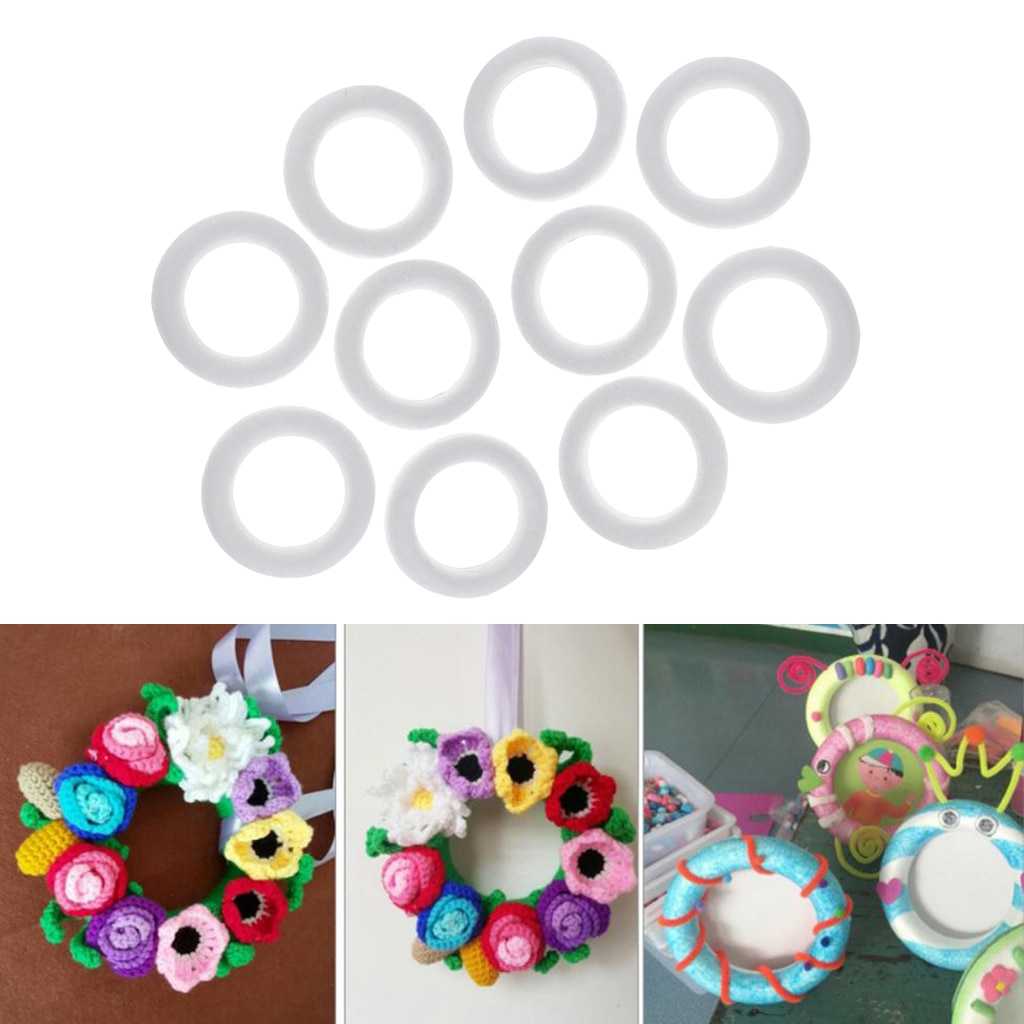 10 stycken blank vit rund cirkelform polystyren frigolit skummaterial för konsthantverk handgjorda prydnadsmodell leksaker 11cm