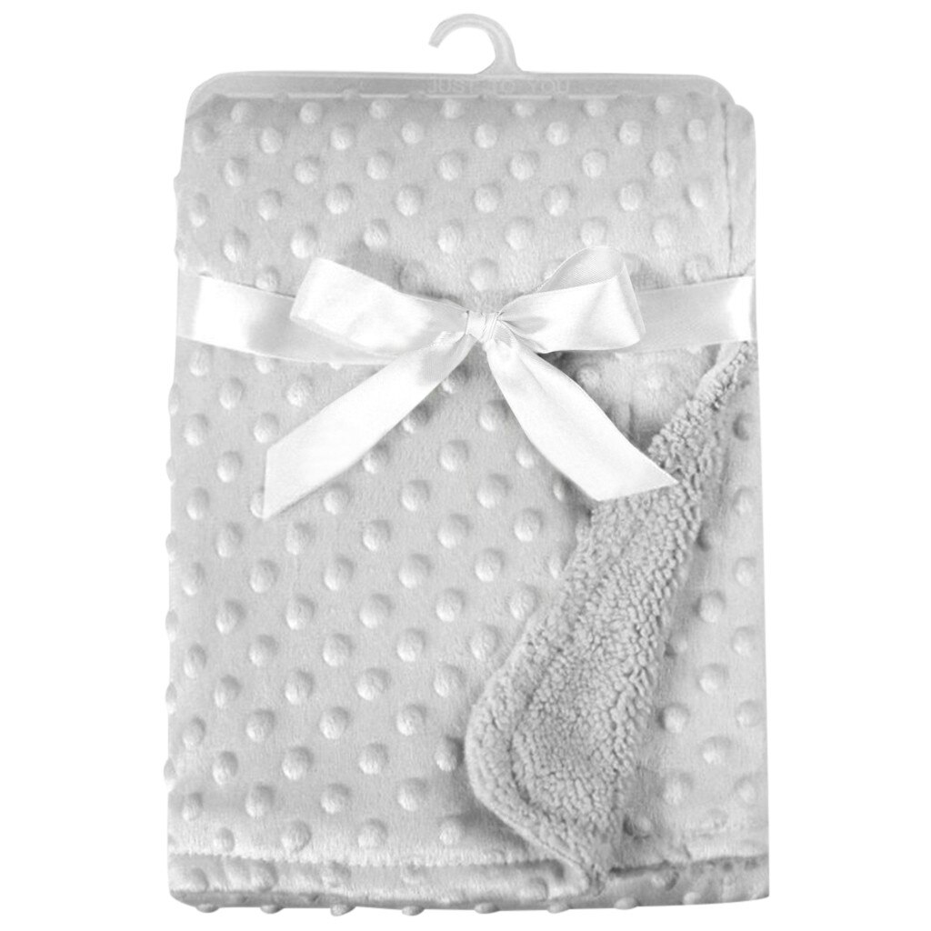 Baby Blanket & Swaddling Newborn Baby Soft Minky Dot Blanket Warm Fleece Stroller Cover Quilt Swaddling Bedding: Gray 