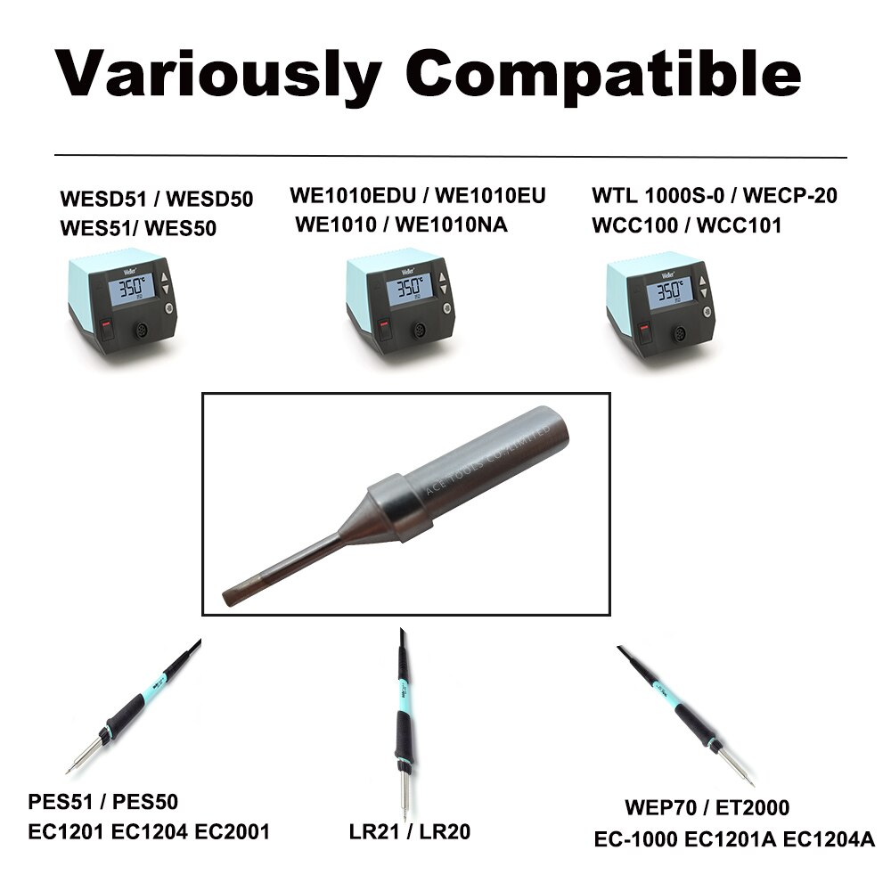 Punta per saldatura ETR scalpello 1.6mm misura WELLER WES51 WES50 WESD51 noi1010NA noi1010EU preciso51 preciso50 LR21 LR20 punta per saldatore a matita