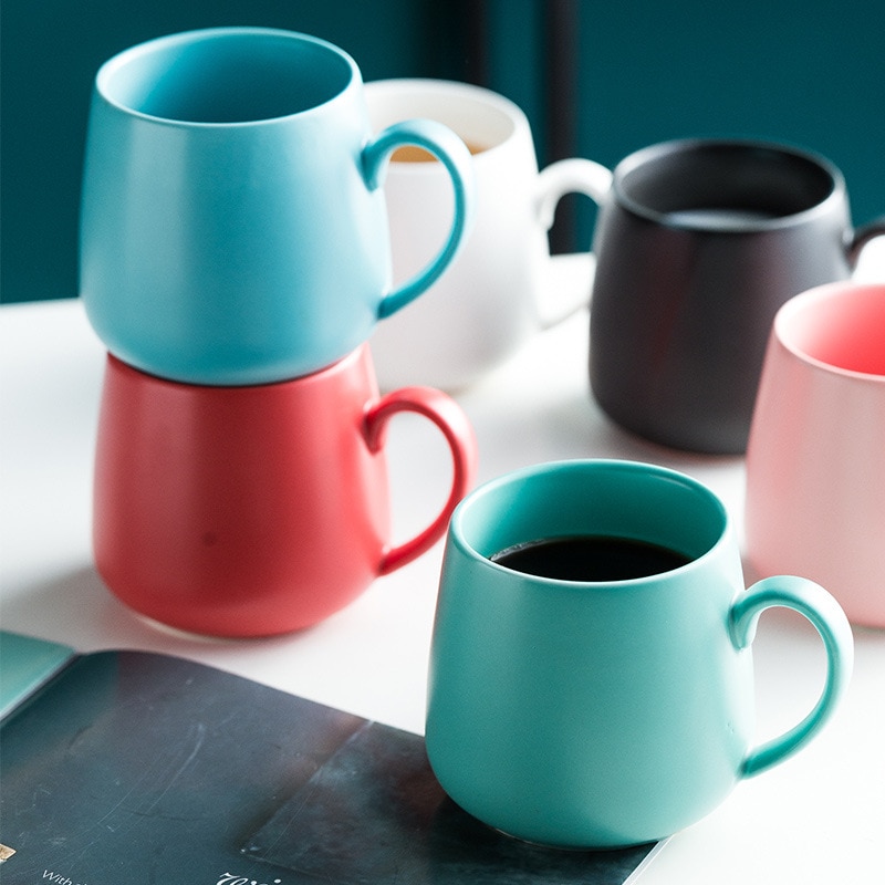 Matte Drum Ceramic Cup Household Pure Color Round Milk/Coffee Cup Mug Catering Supplies Nordic Style Water Cups