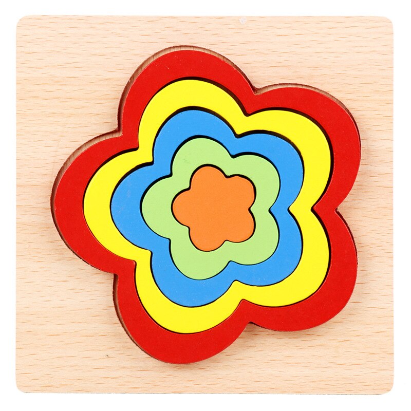 DIY Holz 3D Puzzle Gebäude Geometrische Form Spielzeug Form Lernen Erkenntnis Spielzeug für Baby Kinder Vorschule Bildung Kinder Spielzeug: 2