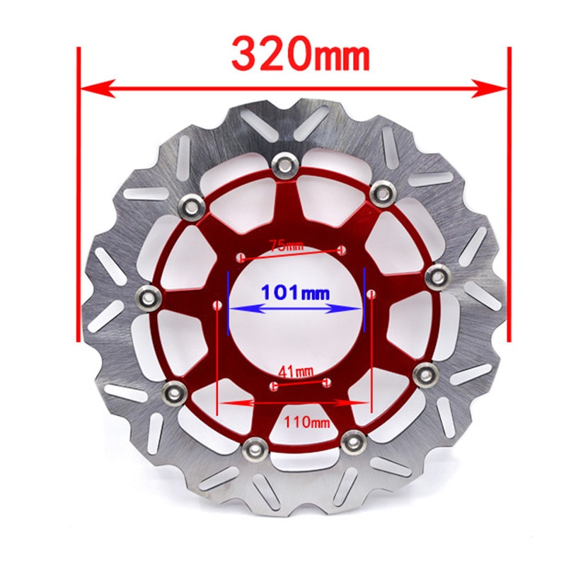 320MM Oversize Front Wavy Floating Brake Disc Rotor CR125 CR250 CRF250R CRF250X CRF450R CRF450X CRF230F CR500 Supermoto Motard