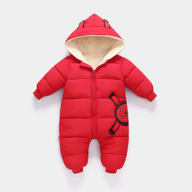 -né tenue de bébé hiver combinaison Snowsuit garçon Plus velours barboteuse bas coton fille vêtements infantile pardessus vêtements: red / 9M