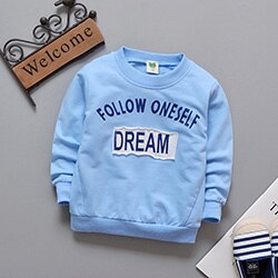Lente kinder katoenen t-shirt koreaanse cartoon letters jongens & meisjes trui 0-3 jaar babykleding: Blauw / 12m