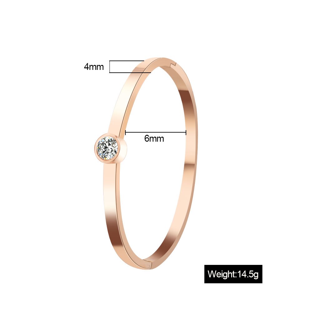 neue FINE4U B045 316L Edelstahl Manschette Armband Für Frauen Tension Einstellung CZ Armbänder & Armreifen 3 Farben Auswahl: Rosegold-4mm