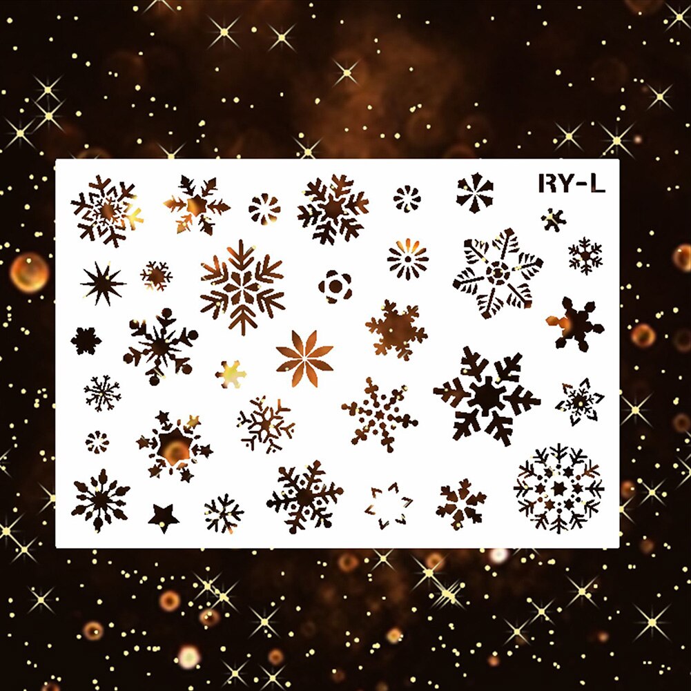 Jul ihåliga snöflinga form diy stencil väggmålning scrapbook mall