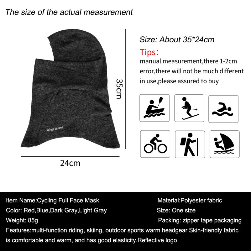WEST BIKING Cycling Mask Winter Equipment Thermal Polar Fleece Skiing Snowboard Sport Scarf Hat Neck Bicycle Full Mask for Bike