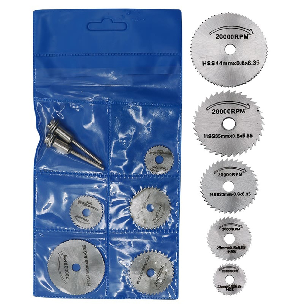 5x Hss Circular Wood Cutting Saw Blade Discs + 2x Mandrel Drill For Rotary Tool Hss High Speed Steel Circular Saw Blades