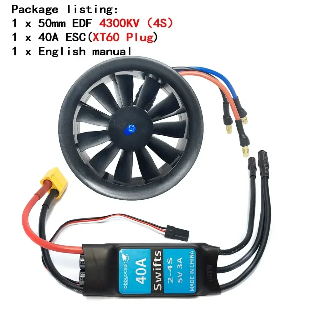 Ventilateur canalisé pour avion à jet radiocommandé, pièces de rechange, 50mm, 64mm, 70mm, 90mm, 11/12, ESC 50A: vert clair