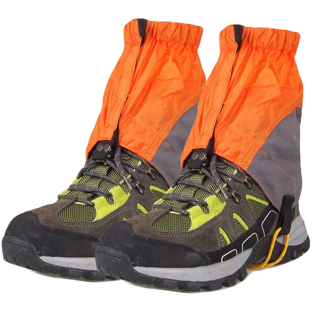 Ao ar livre de silicone revestido náilon neve perna polainas à prova dultralight água ultraleve perna proteção guarda sapatos botas capa perna caminhadas escalada: Laranja