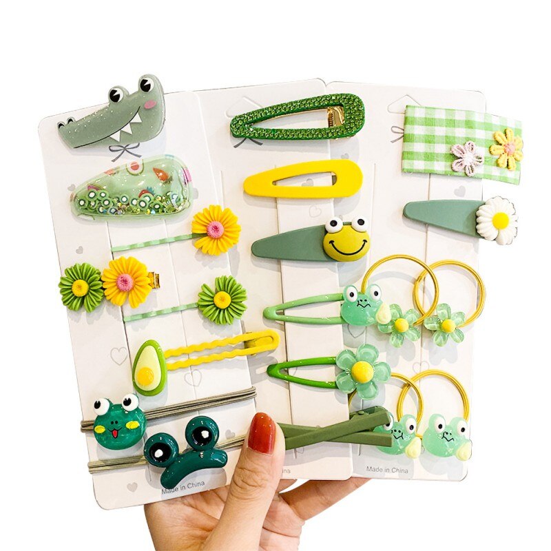 10 pçs/set crianças girassol grampos de cabelo conjunto hairpin para meninas adorável dos desenhos animados frutas flores bandana do bebê bb clipe barrettes: 02
