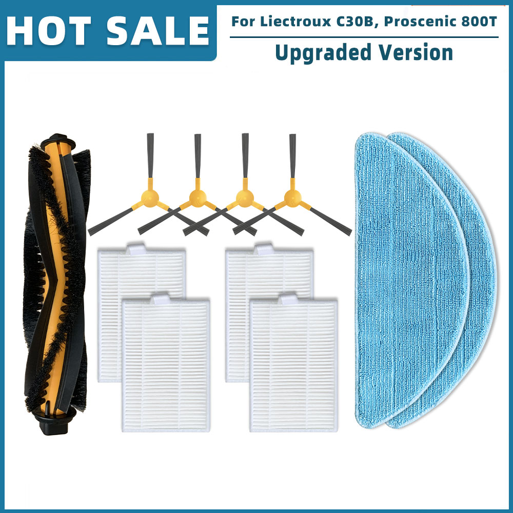 Kompatibel für Liectroux C30B XR500 E30 , Kabum Clever 500 700 , Proscenic 800T 820T 830T 820S ersatzteile hepa Filter hauptseite bürste Mopp tuch: dunkel khaki