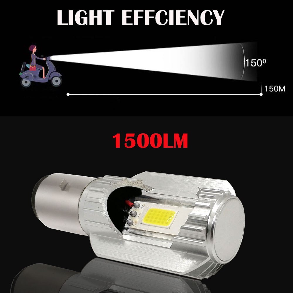 H4 H6 BA20D Led Motorfiets Koplamp Lampen Cob Led 1500LM Hi Lo Lamp Scooter Moto Atv Accessoires Mistlampen 12V