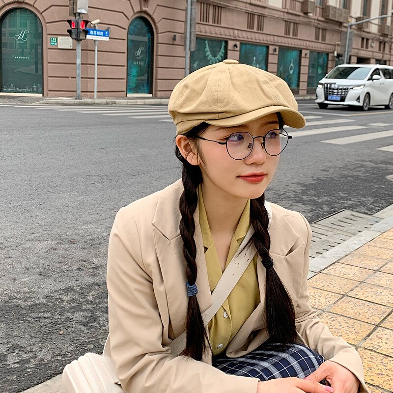 Sombrero octogonal de artista británico para hombre y mujer, gorro Retro de , boina de pintor, de primavera y verano