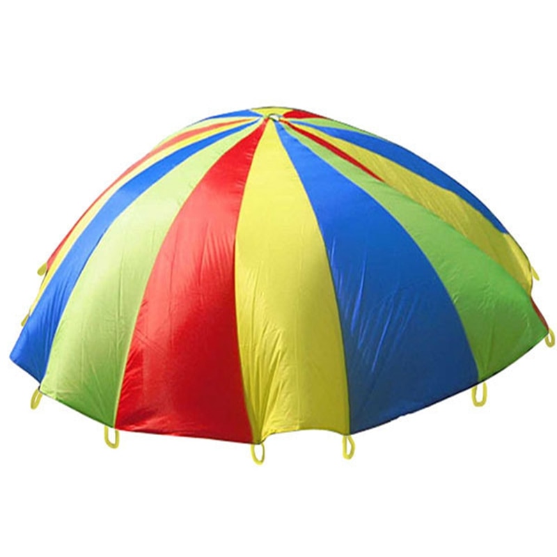 Dia 2M/3M Kind Kid Sport Ontwikkeling Outdoor Rainbow Paraplu Parachute Speelgoed Jump-Sack Ballute Speel parachute 8/16 Armband