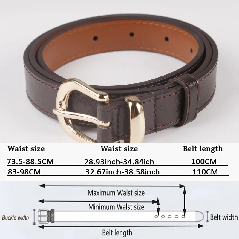 Belter for kvinner uformelt jeans damebelte luksusmerke belte med nålespenne trend midjebelte  ld2302: Kaffe / 110cm