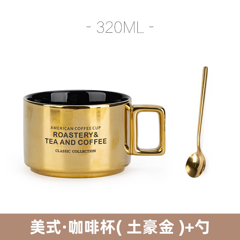 Black Luxury Ceramic Coffee Cup and Saucer Set Bone China Dinnerware Coffee Cup Sets Vaso Para Cafe Mug BD50CS: style8
