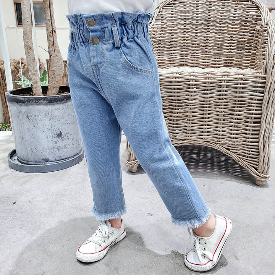 Baby Girl Jeans Tassel Girl High Waist Jeans Kids Casual Style Jeans Kids TollderClothes For Girls