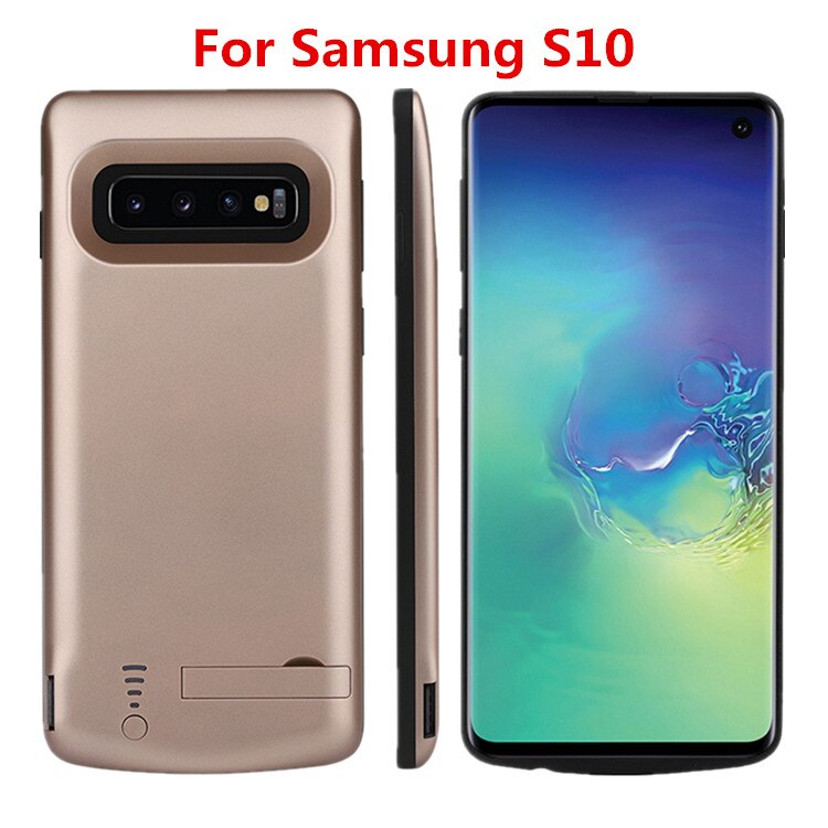 For Samsung Galaxy S10 5G S10 Battery Charger Case 5000mAh Extended Powerbank Case for Samsung S10 S10 Plus Case Stand Bracket: S10 gold