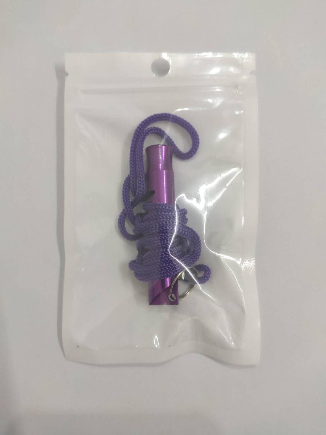Outdoor Survival Whistle, Lifeguard Whistle, Aluminum Alloy Survival Whistle, Referee Whistle with Rope, Children's Whistle: PURPLE