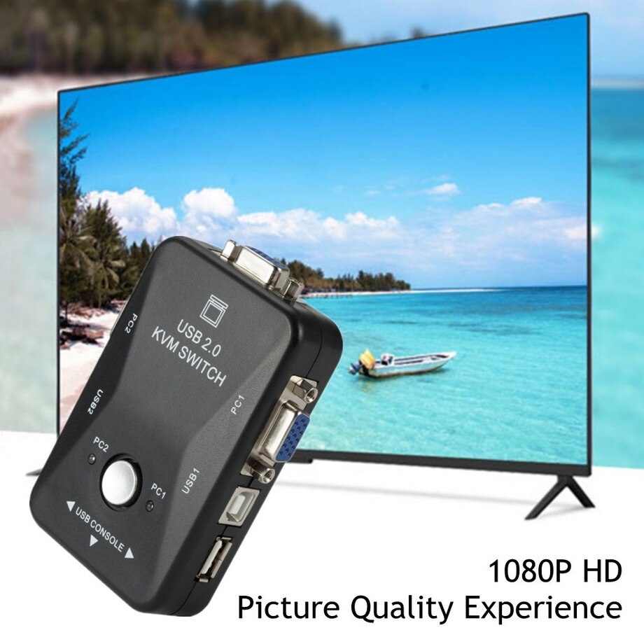 Grwibeou USB KVM Switch 2 Port VGA SVGA Switch Box USB 2.0 KVM Mouse Switcher Keyboard 1920*1440 VGA Splitter Box Sharing Switch