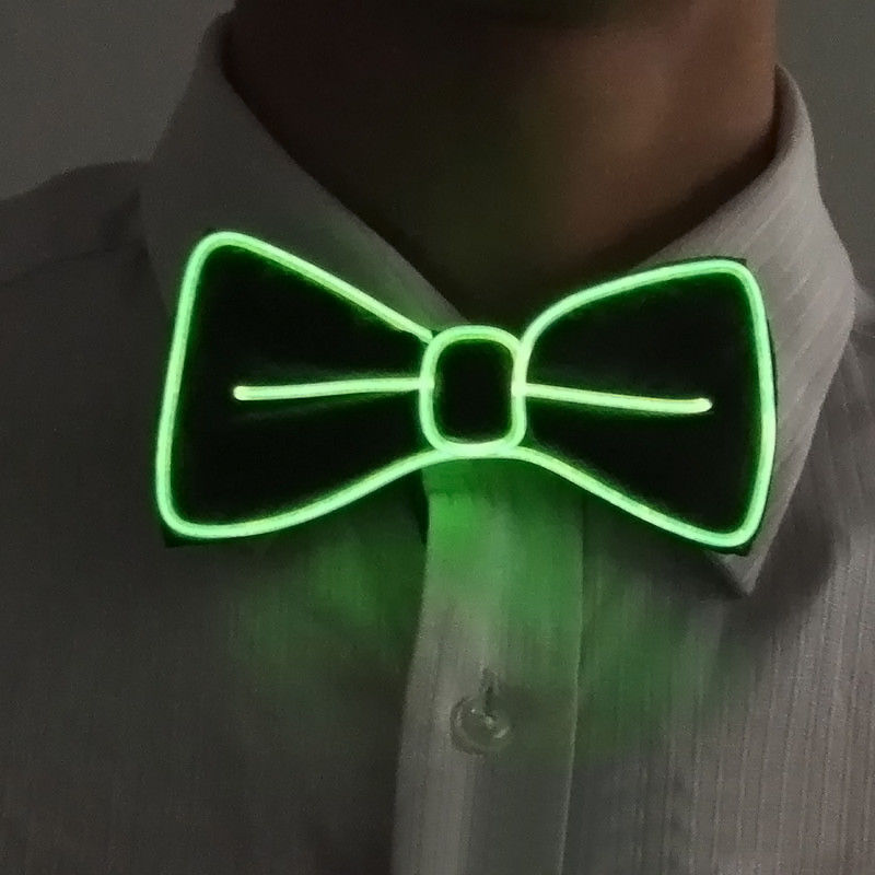 Neueste Männer LED Draht Krawatte Bowtie Blinklicht Bis El Draht Fliege Krawatte LED Mens Lichter Bowtie Hochzeit glühen partei Liefert: Fluoreszenz Grün