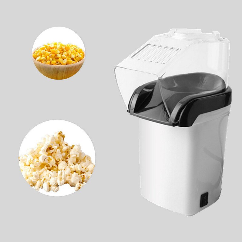 Popcorn maskine luft popcorn popper + popcorn maker med målebæger til måling af popcornkerner + smeltesmør - hvid (eu pl