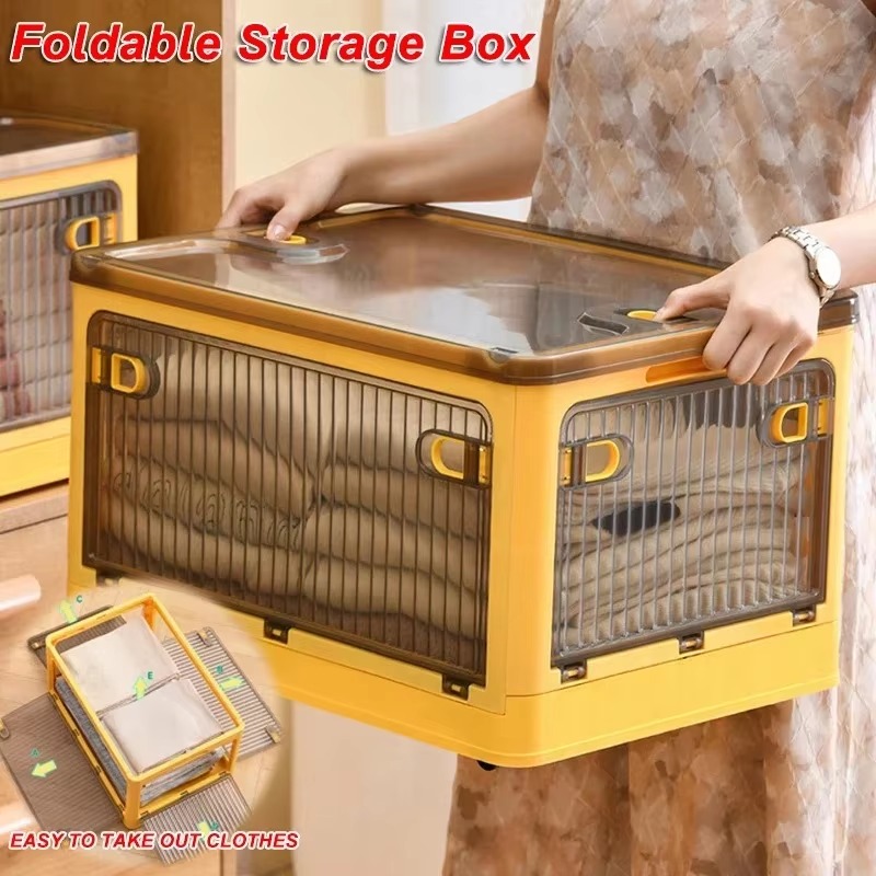 Caja de almacenamiento plegable, maletero de armario de gran capacidad con ruedas, contenedores de juguetes para aperitivos, organizador de almacenamiento de artículos diversos para el hogar apilable