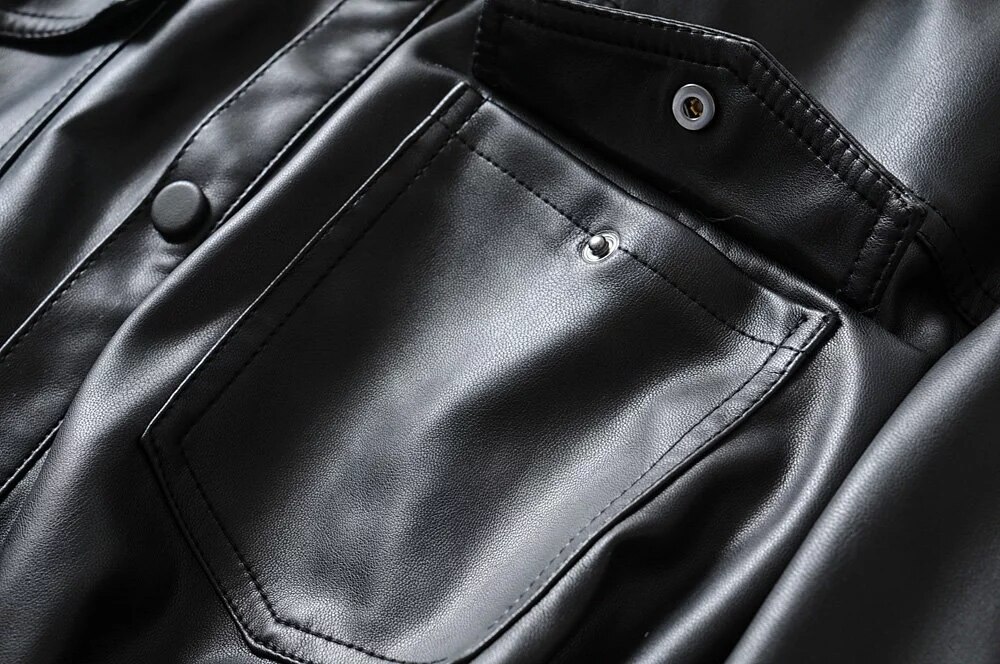 Nero Faux Delle Donne giacca di pelle Sottile DELL&#39;UNITÀ di elaborazione di Giubbotti Donne Elegante Della Cinghia del Legame Della Vita biker giacca Femminile cappotto di pelle pieno inverno