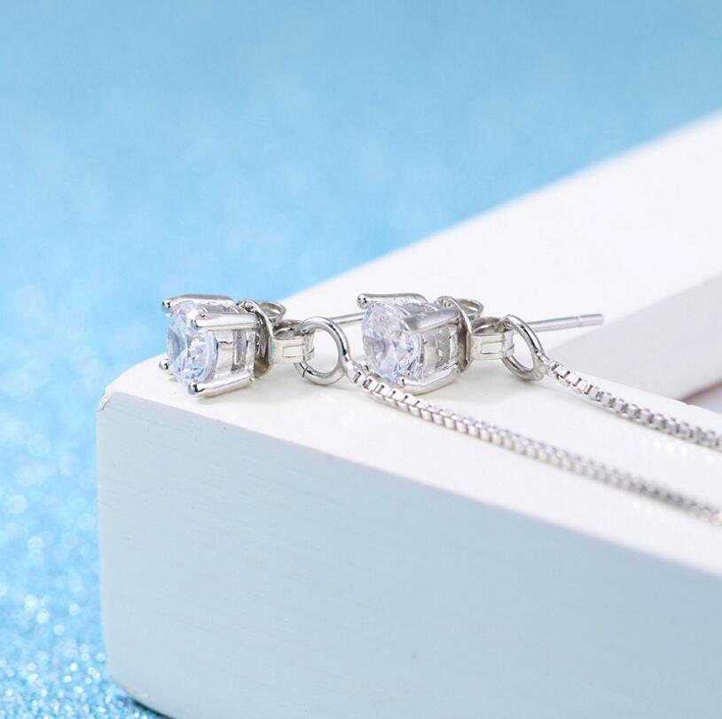 Anenjery Zilver Kleur Cubic Zirkoon Candy Oorbellen Lange Keten Kwastje Oorbellen Voor Vrouwen S-E180