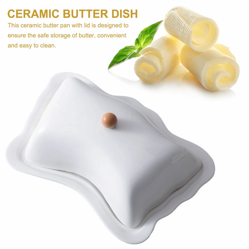 Ceramic Rectangular European-style Simple Pure White Butter Butter Dish With Lid, Seasoning Dish, Hotel Tableware Butter Box
