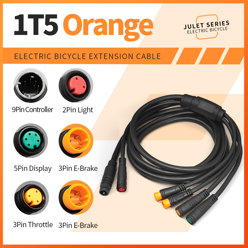 Controlador de Cable impermeable para bicicleta eléctrica 1T4/1T5, luz Ebrake, pantalla de acelerador, accesorios de conversión de Cable para bicicleta eléctrica