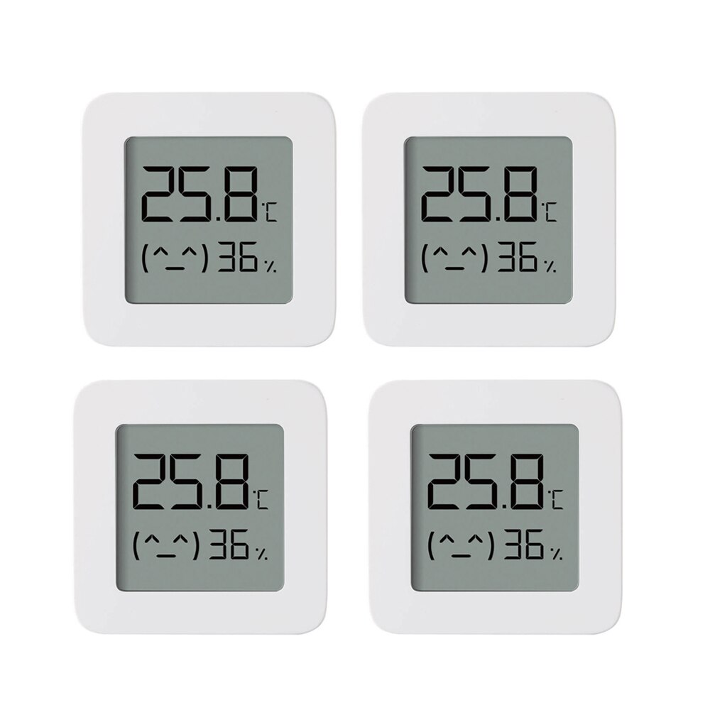 Xiaomi-termómetro Digital inteligente Bluetooth 2, higrómetro eléctrico inalámbrico, Sensor de humedad, funciona con la aplicación Mijia: 4Pcs
