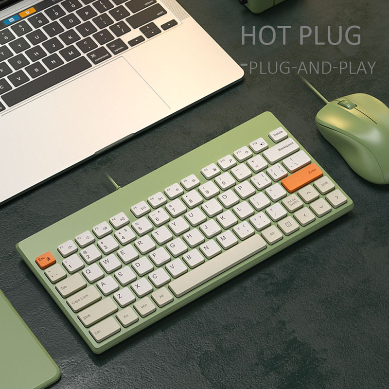 Mechanical Keyboard with USB Wired Cute Chocolate Keypad Silence Clicking Mini Protable for Desktop Notebook Laptop Windows IOS