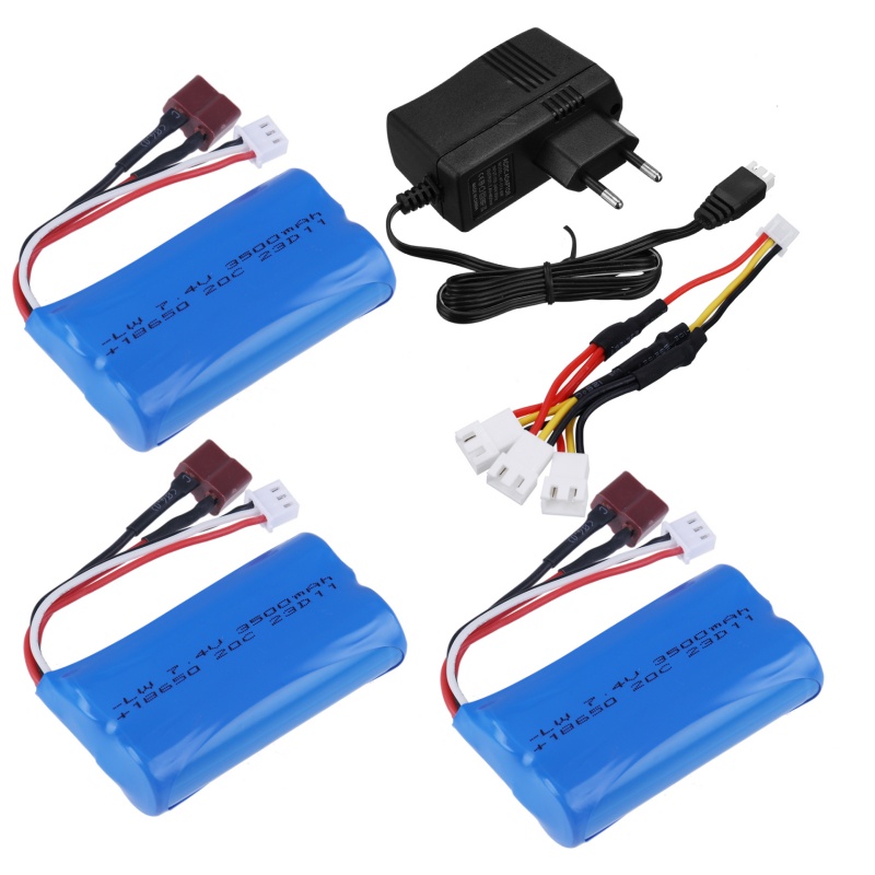 Verbesserter 7,4 V 3500 mAh 2S Li-Ionen-Akku, T-Stecker und Ladegerät für SCY-16101PRO SCY-16102PRO SCY-16103PRO SCY-16201PRO R/C-Autoteile: green