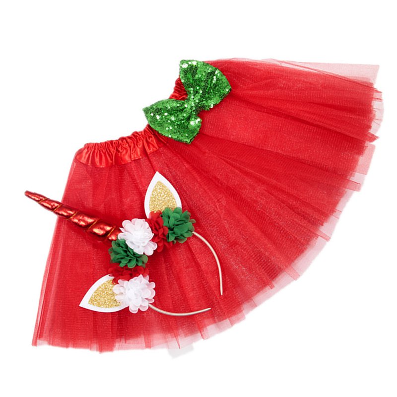 Vogueon criança do bebê tutu saia 9 cores elástico em camadas uma linha meninas arco tutu flor com unicórnio bandana para festa de aniversário