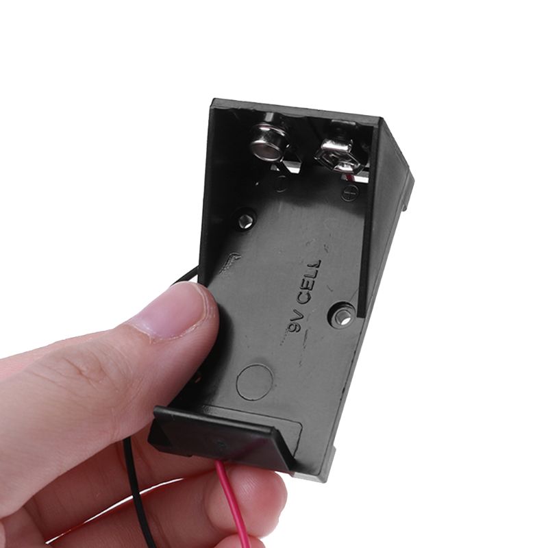 1PC Battery Holder Case 9V Cell Carbon Storage Box Two Wire Lead Spring Clip DIY Plastic Batteries Container Connecting Solder