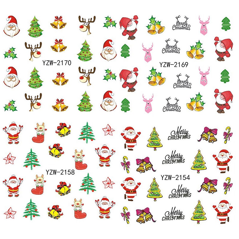 Mode 1 Vel Kerst Decal Diy Volledige Beauty Nail Art Stickers Accessoires Sneeuw Man Kerstman Patroon