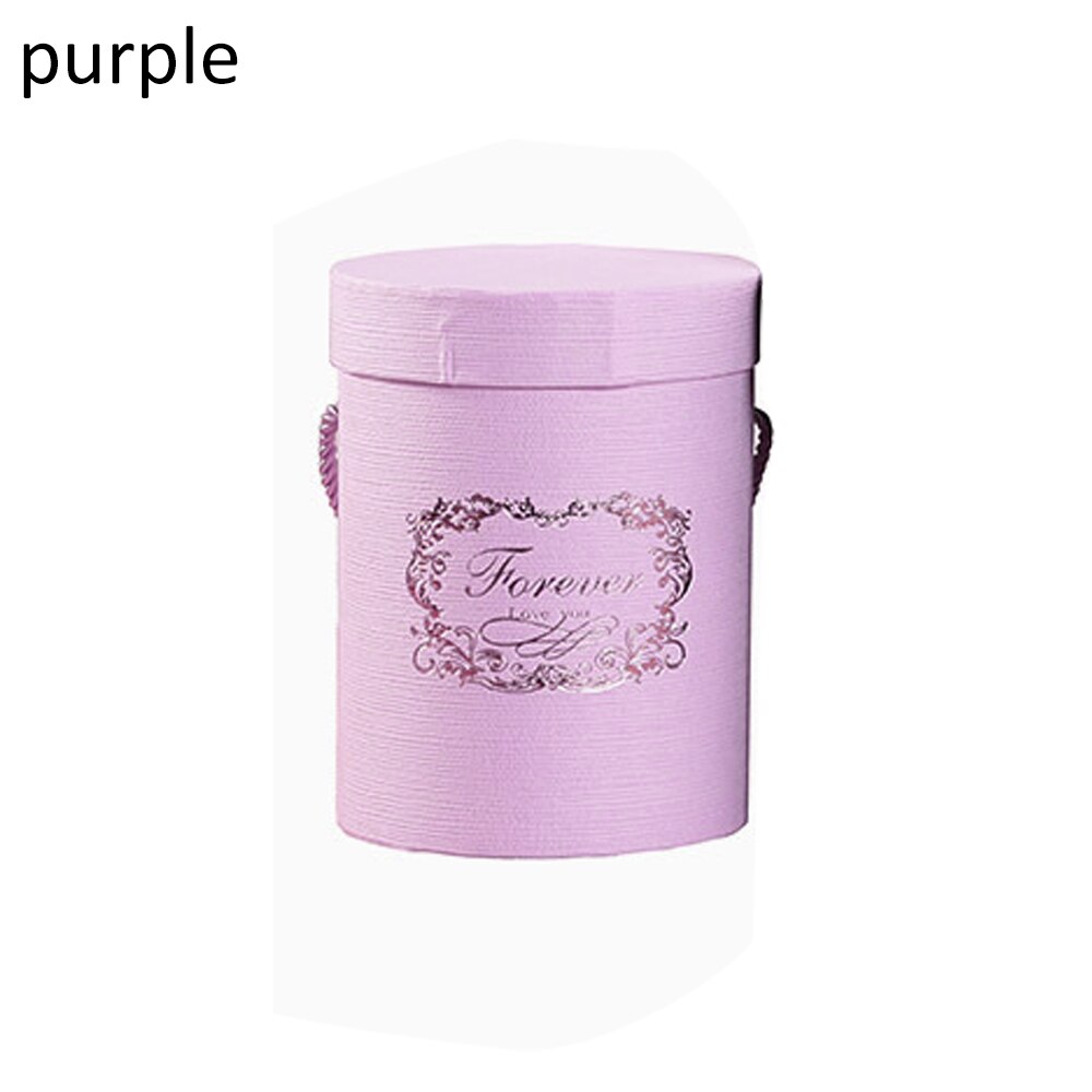 Ronde Bloem Papier Dozen Rose Bloem Knuffel Emmer Vaas Met Deksel Party Verjaardag Presenteert Home Decor Voor Bruiloft Diy supply: A Purple