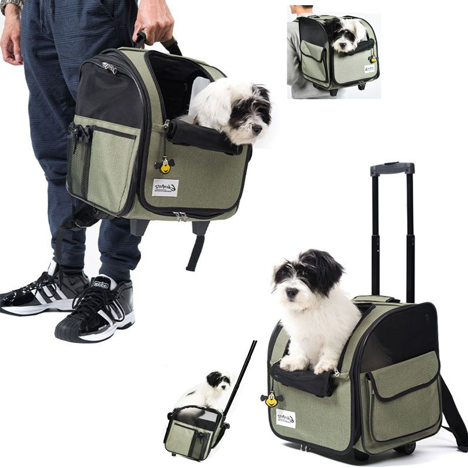 Pet Stroller Foldable Rolling Luggage Backpack Travel Car Cage Trolley Stroller For Dogs Cats Pet Cat Wheel Carrier