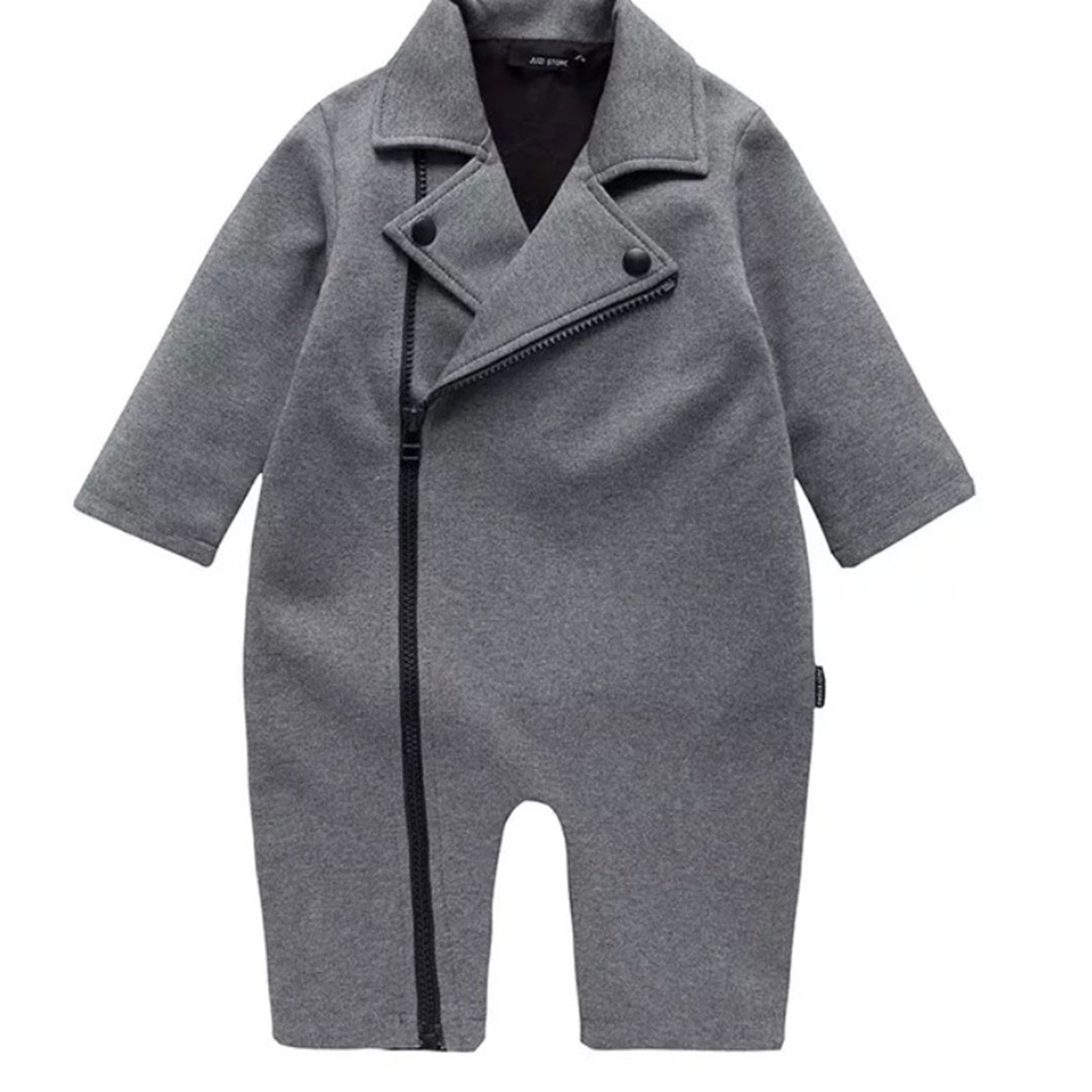 Herfst Gentleman Baby Baby Jongens Kleding Katoen Lange Mouwen Homewear Baby Jumpsuit Rits Sluiting Pasgeboren Baby Romper: Grey / 100cm