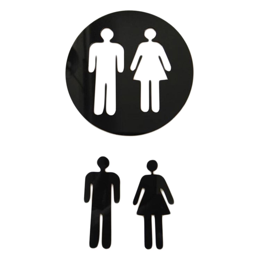 3D Acryl Badkamer Spiegel Stickers Vrouw & Man Wc Teken Spiegel Muursticker Home Hotel Washroom Deur Teken Spiegel Sticker: A Black