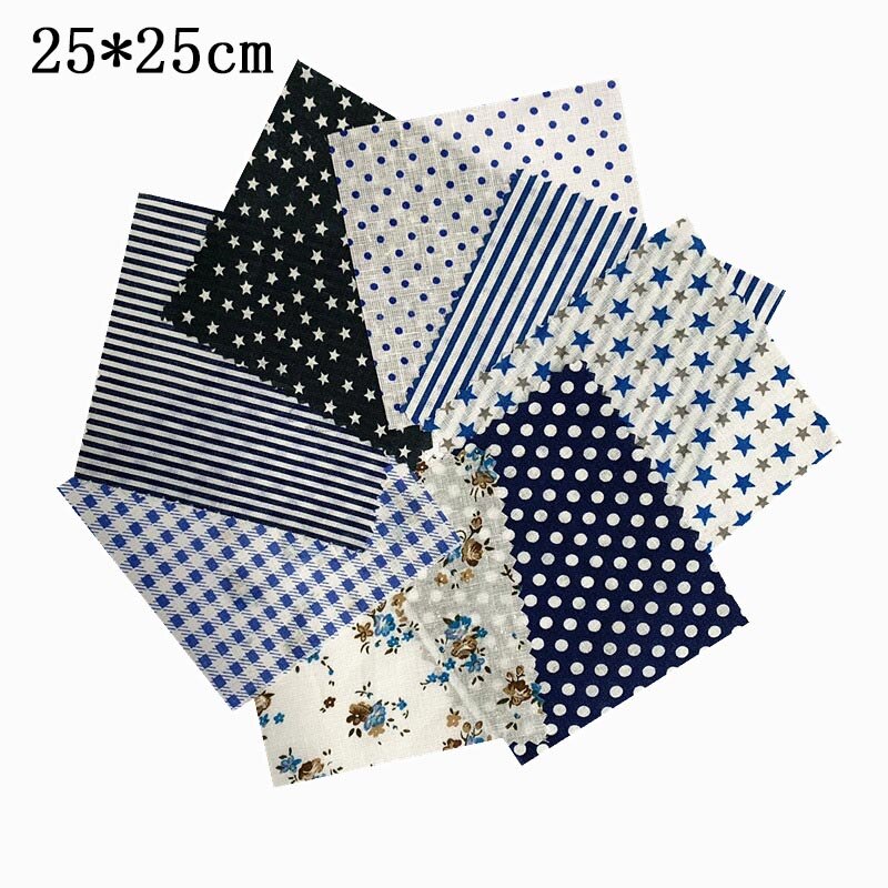 25*25Cm Katoen Stof Gedrukt Doek Naaien Quilten Stoffen Patchwork Handwerken Print Thuis Leveringen Diy Handgemaakte Accessoires: dark blue star