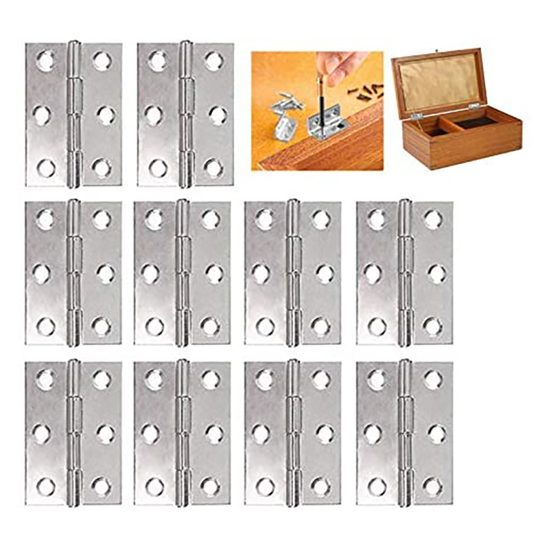 6-Hole Door Hinge 48Mm X 33Mm Long Folding Hinge Silver Metal Door Hinge 10 Pcs