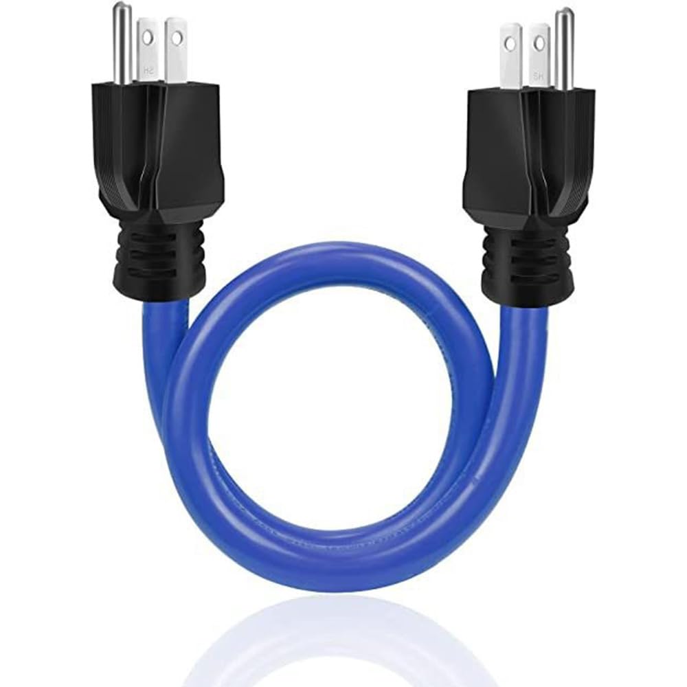 3 Prong Double Male Extension Cord Adapter Male to Male 5-15P 12AWG 125V US Plug Generator Cord for Transfer Switch