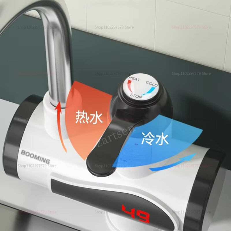 220v 3000w . elektrisk kran for varmtvannsbereder uten tank med 360 ° roterbar tut, digitalt led-display for kjøkken