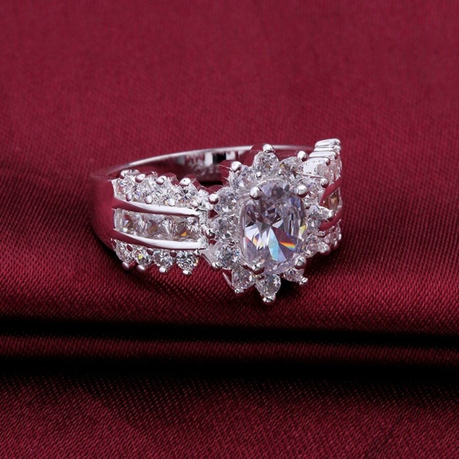 Ædel krystal sten kvinder 925 sterling sølv ring temmelig flot bryllup charme smukke sølv farve smykker