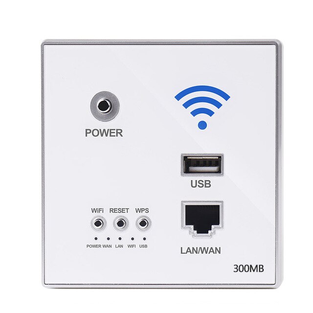 Repetidor extensor WIFI inalámbrico inteligente con relé AP de potencia de 300Mbps y 220V integrado en la pared 2,4 Ghz Router Panel usb rj45 socket: white